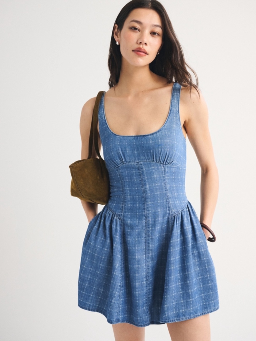 NWT A&F Bra-Free Dylan Chambray Mini Dress